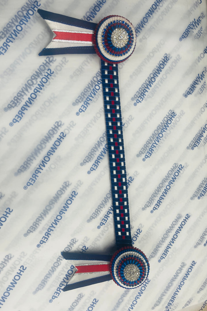 15" Red, Royal Blue & White Browband