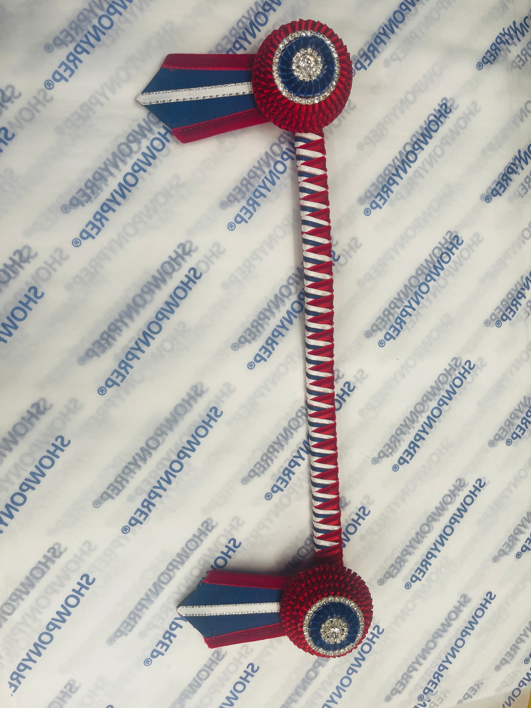 15" Red, Navy & White Browband