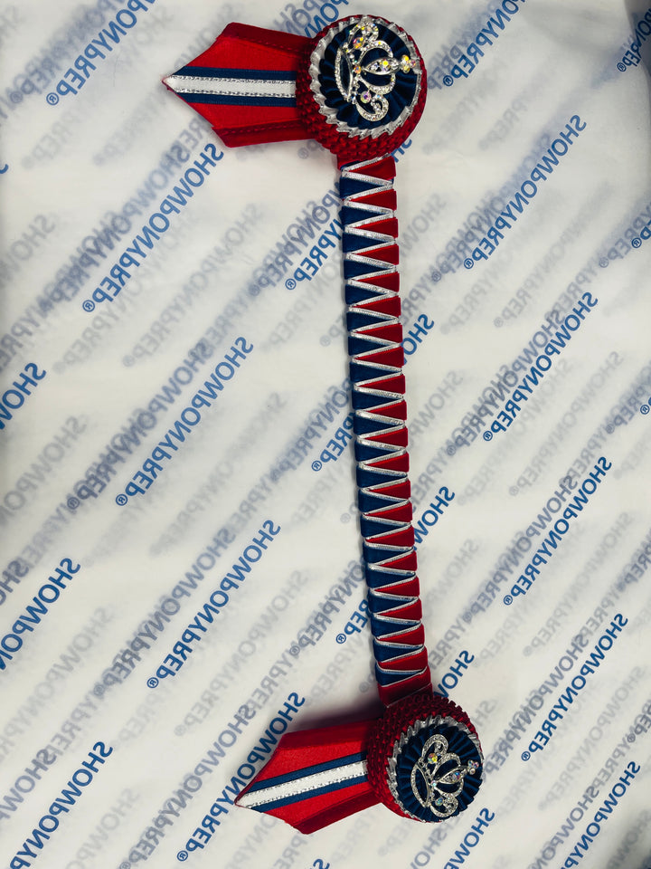 14.5” Red, Silver and Navy Browband