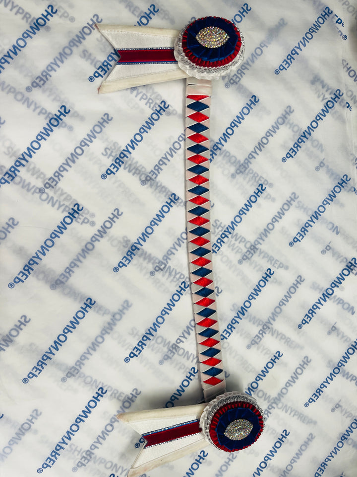 15" Red, Blue & White Browband