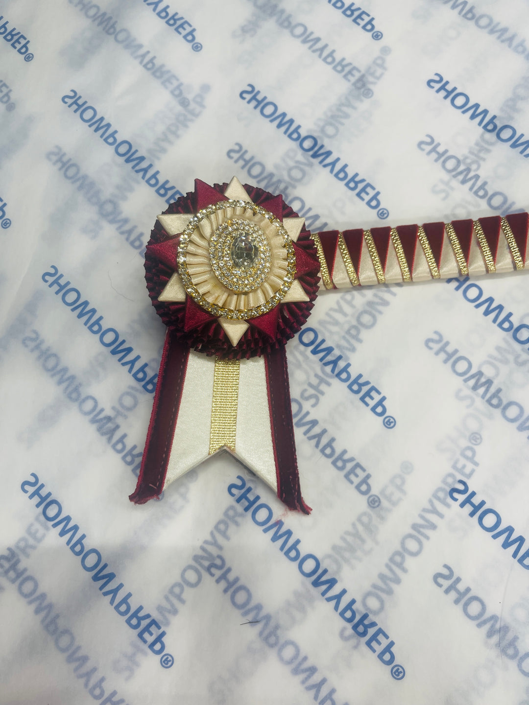 14” Burgundy & Vintage Cream Browband