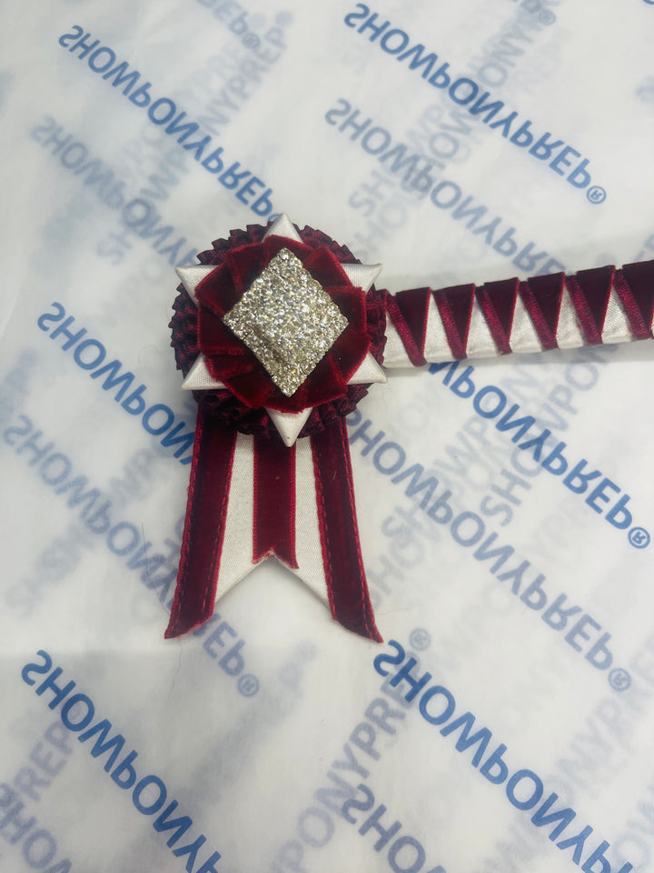 14” Burgundy & White Browband