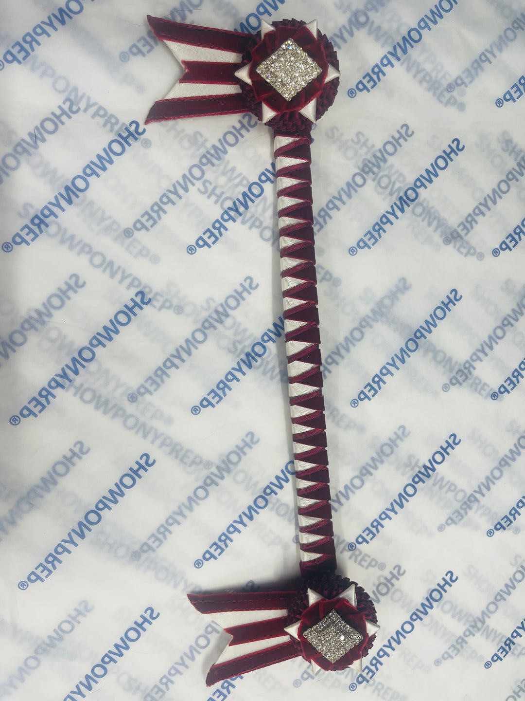 14” Burgundy & White Browband
