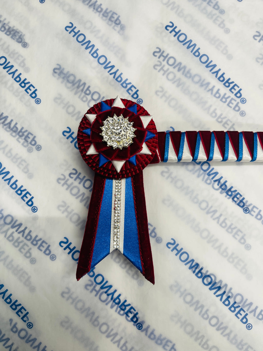 15" Burgundy, Blue & White Browband