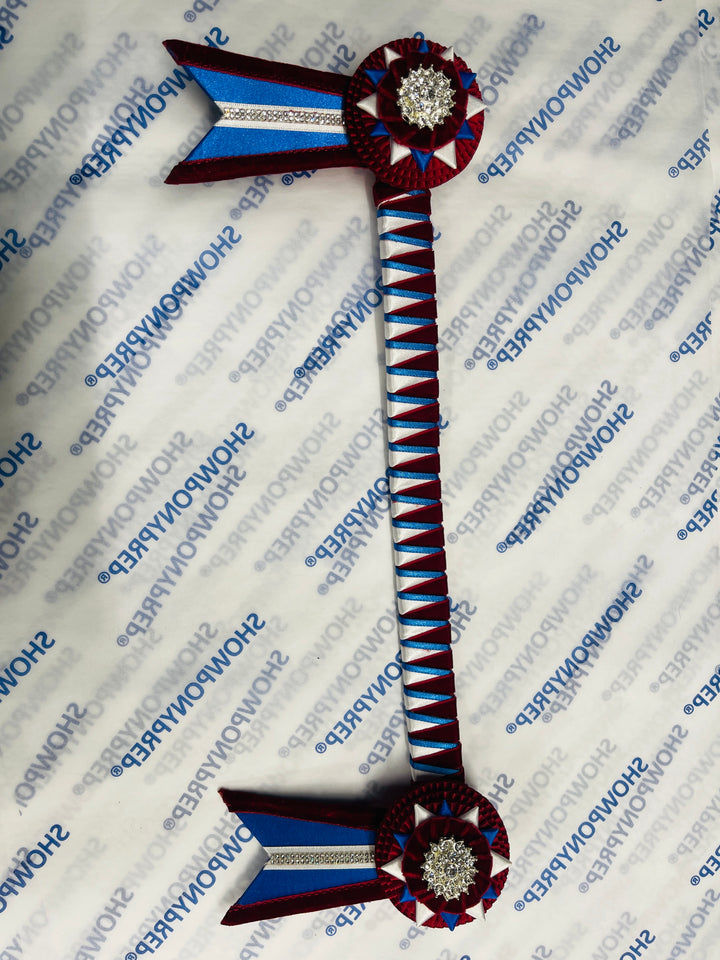 15" Burgundy, Blue & White Browband
