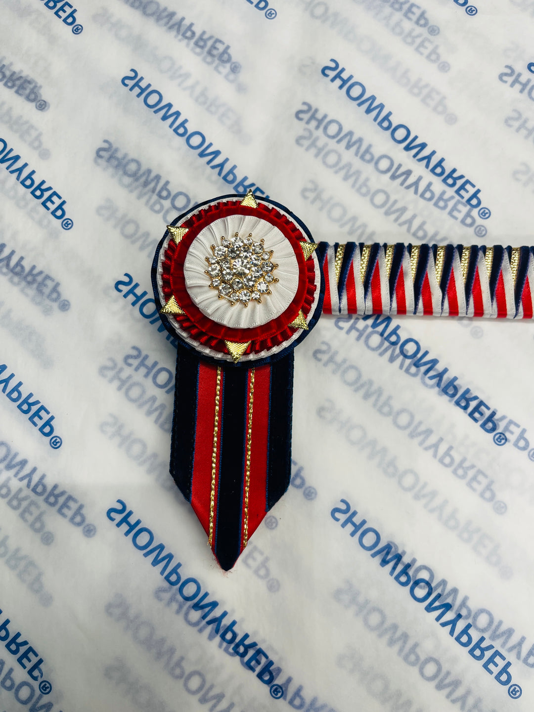 15" Red, Navy & White Browband