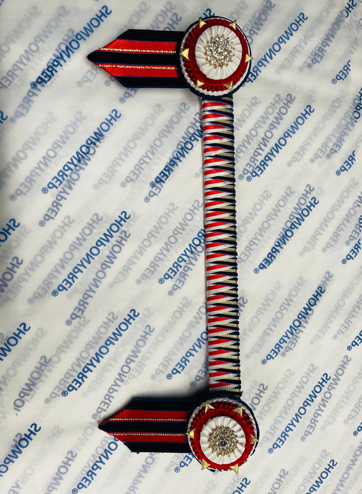 15" Red, Navy & White Browband