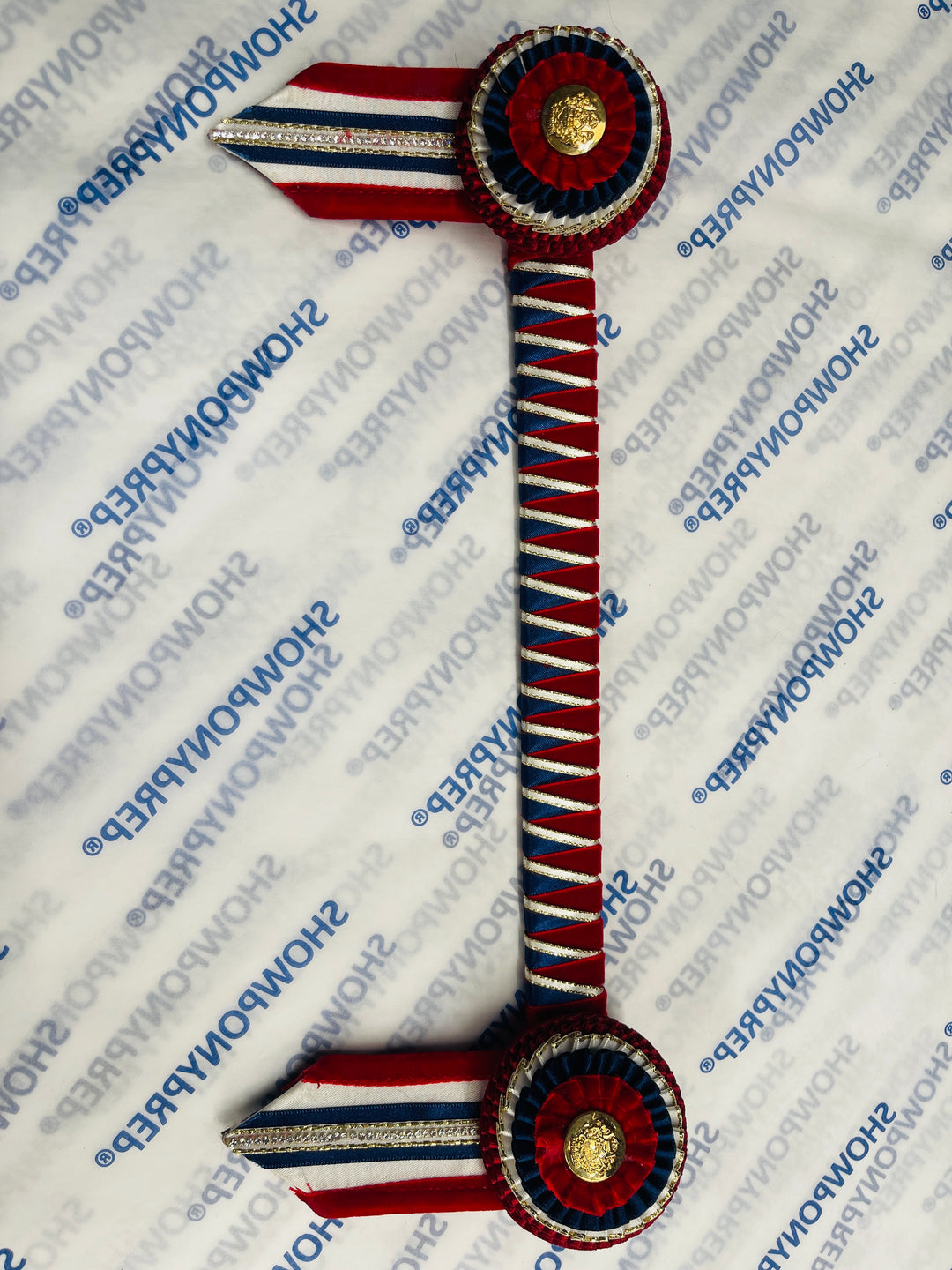 14” Red, Navy & Gold Browband
