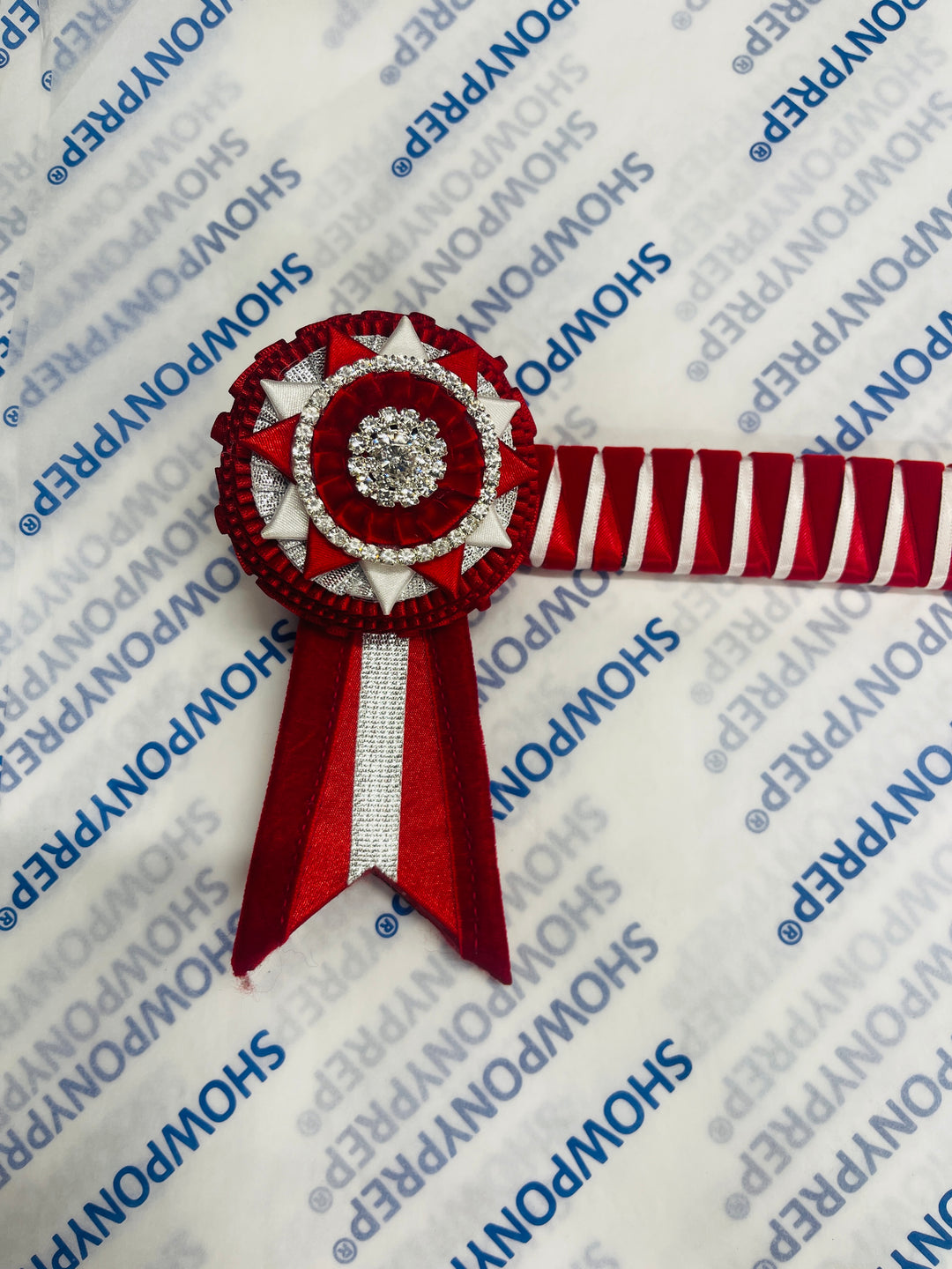 16" Red and White Browband