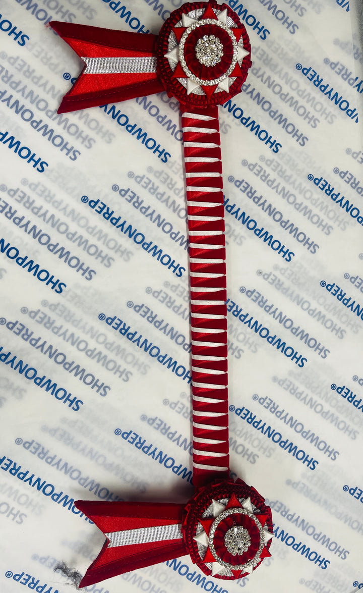16" Red and White Browband