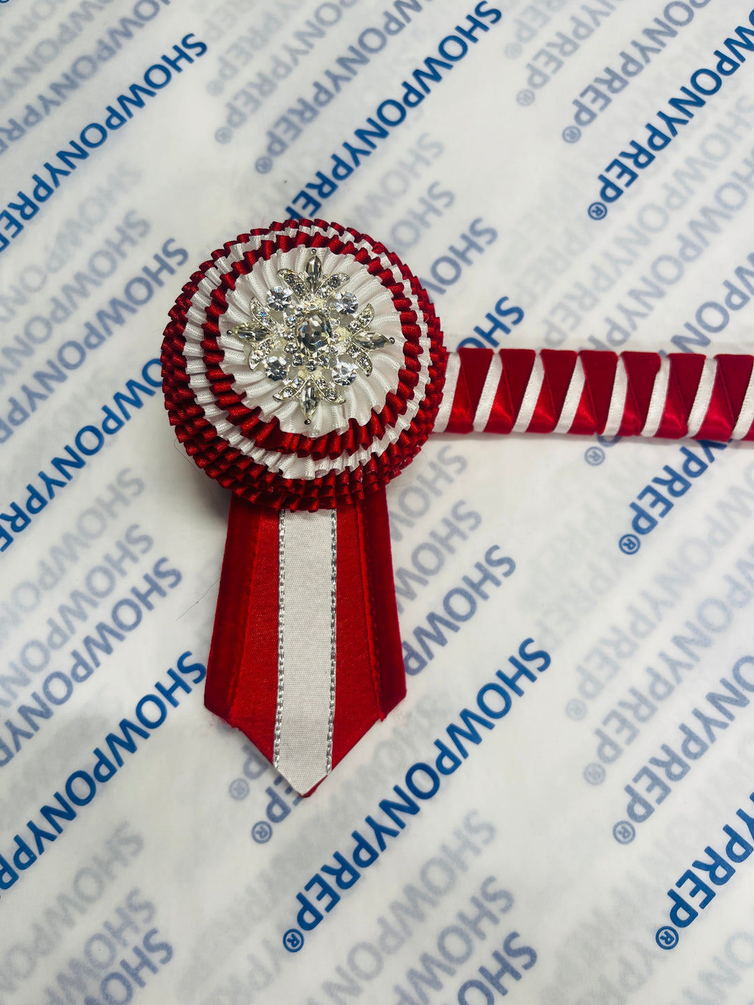 16" Red and White Browband