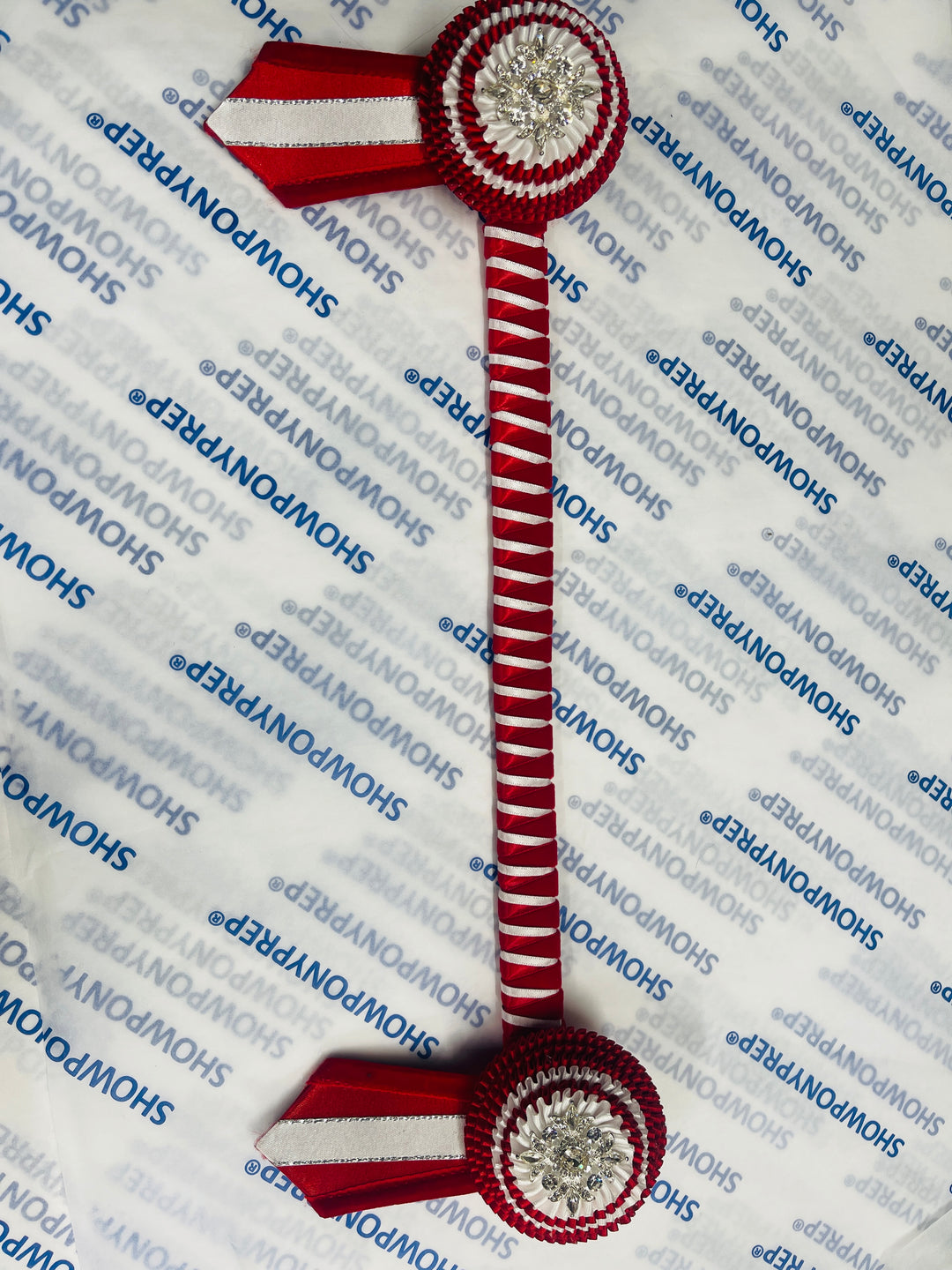 16" Red and White Browband