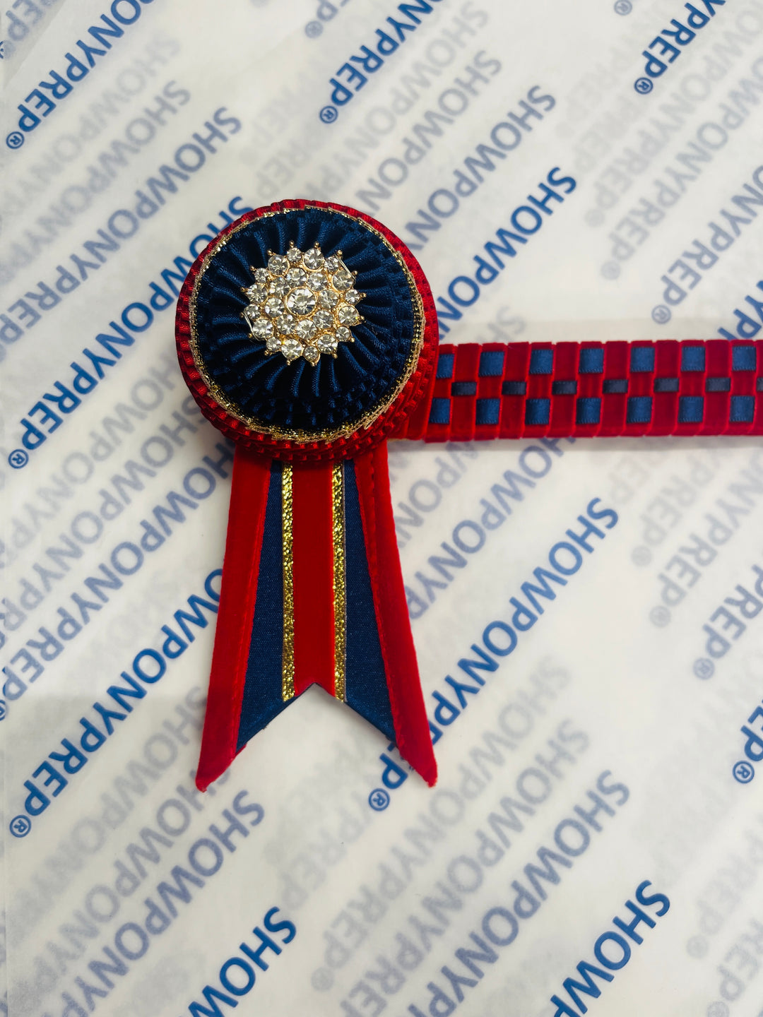 16" Red, Navy and Gold Browband