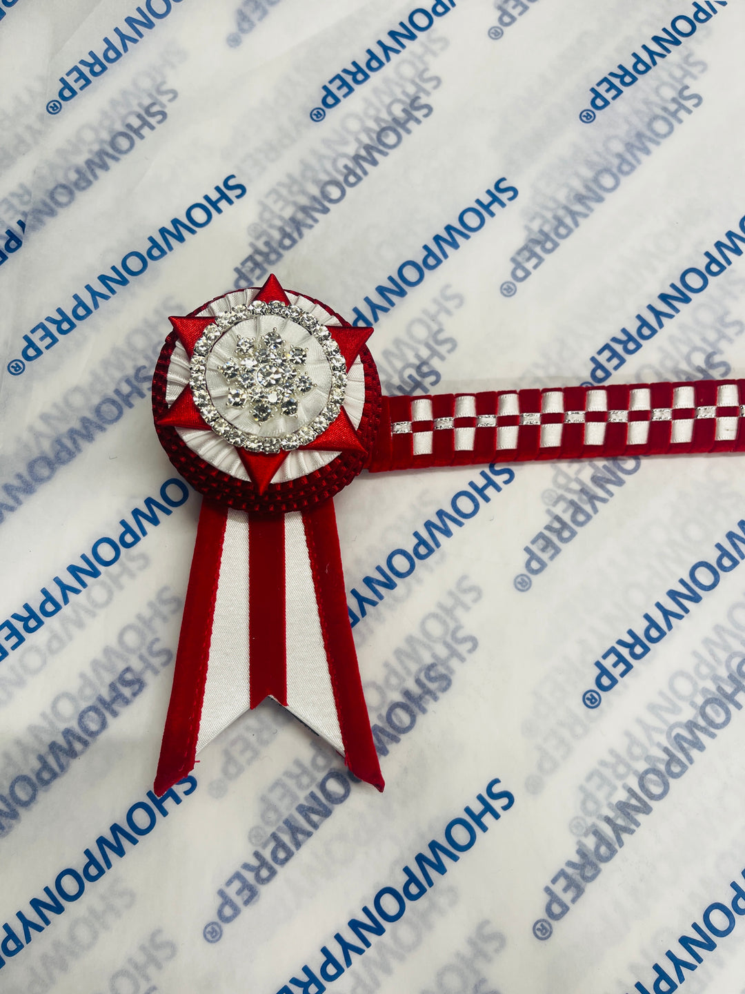 15.5" Red and White Browband