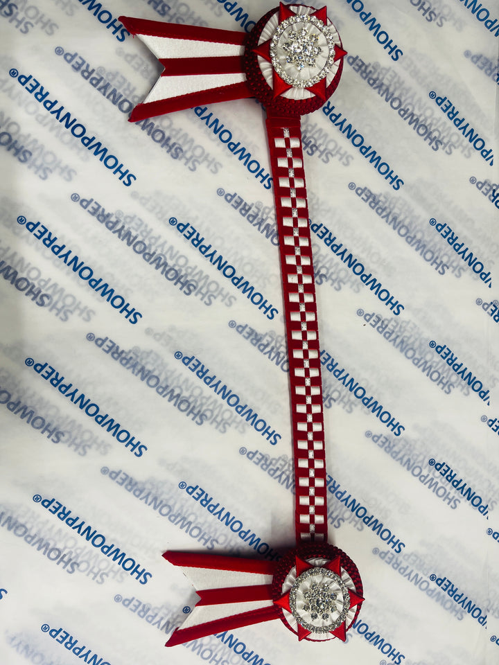 15.5" Red and White Browband