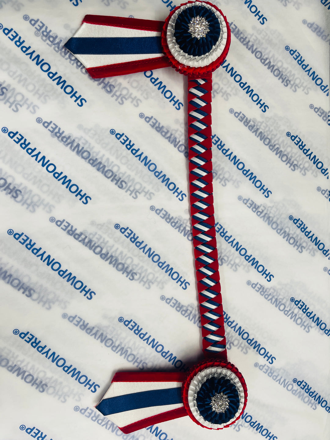 15" Red, White and Navy Browband