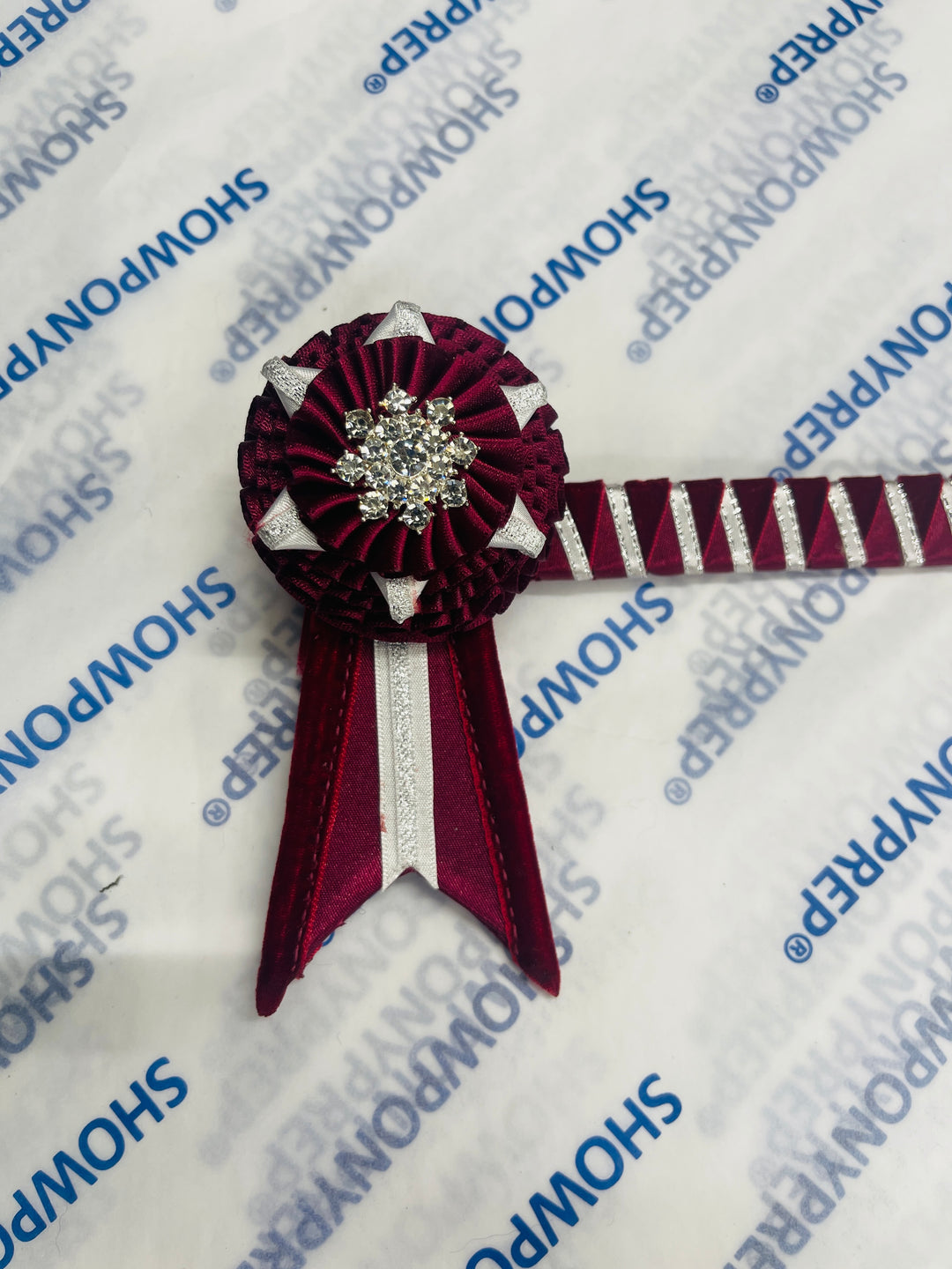 15" Burgundy and Silver Browband
