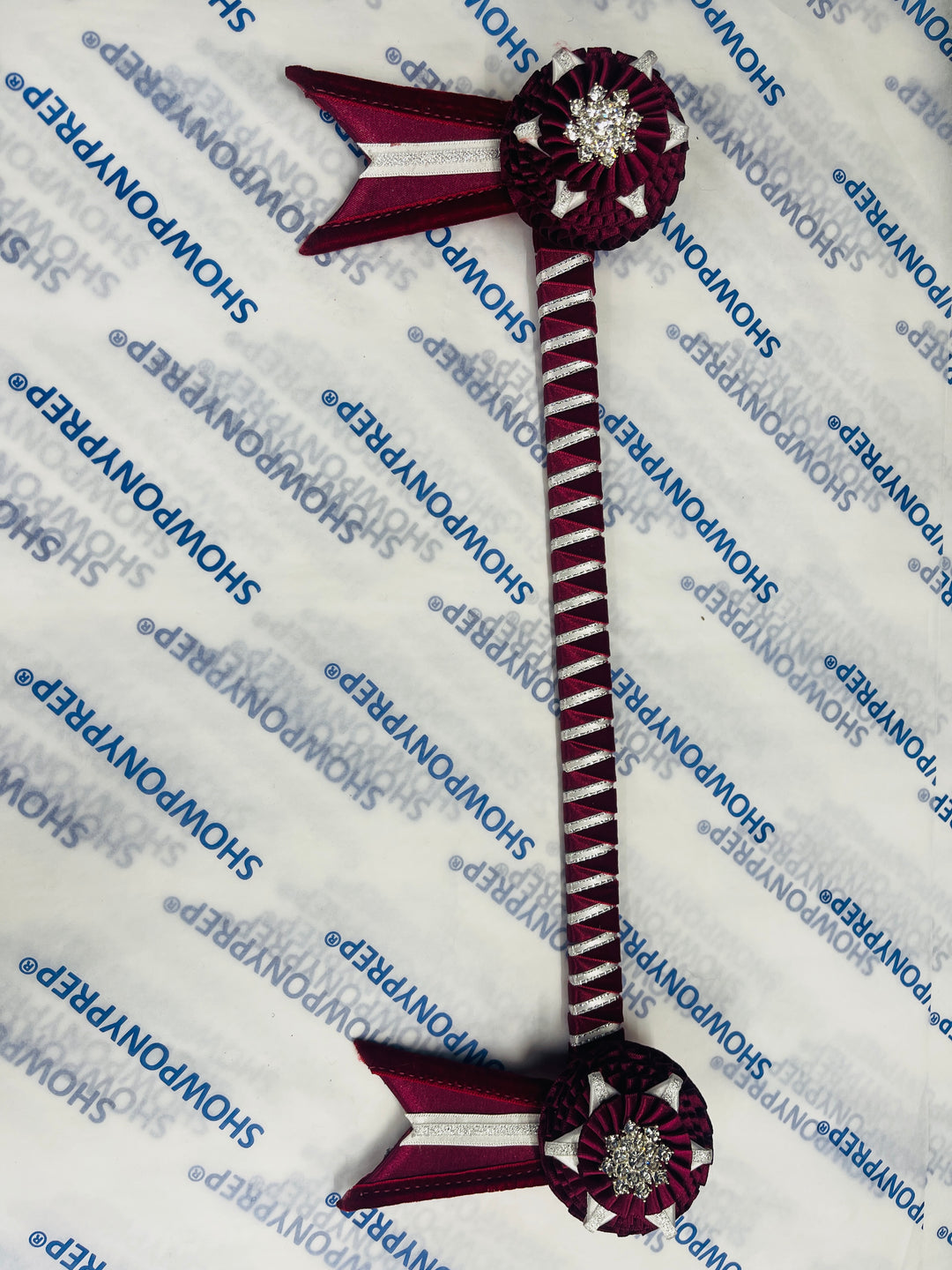 15" Burgundy and Silver Browband