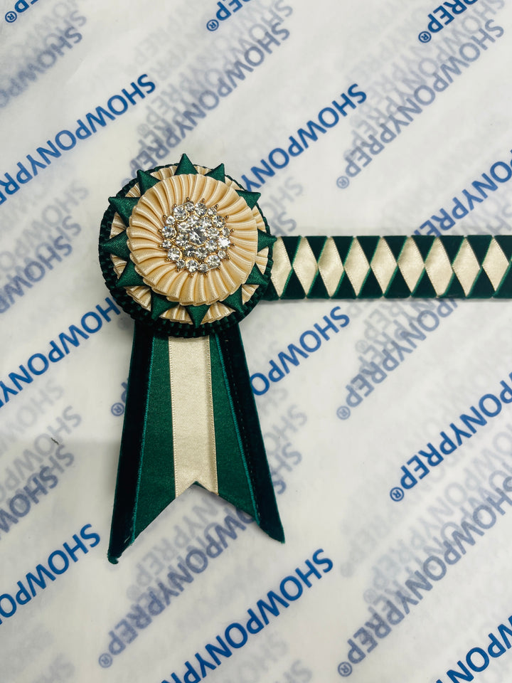 15" Green and Vintage Cream Browband