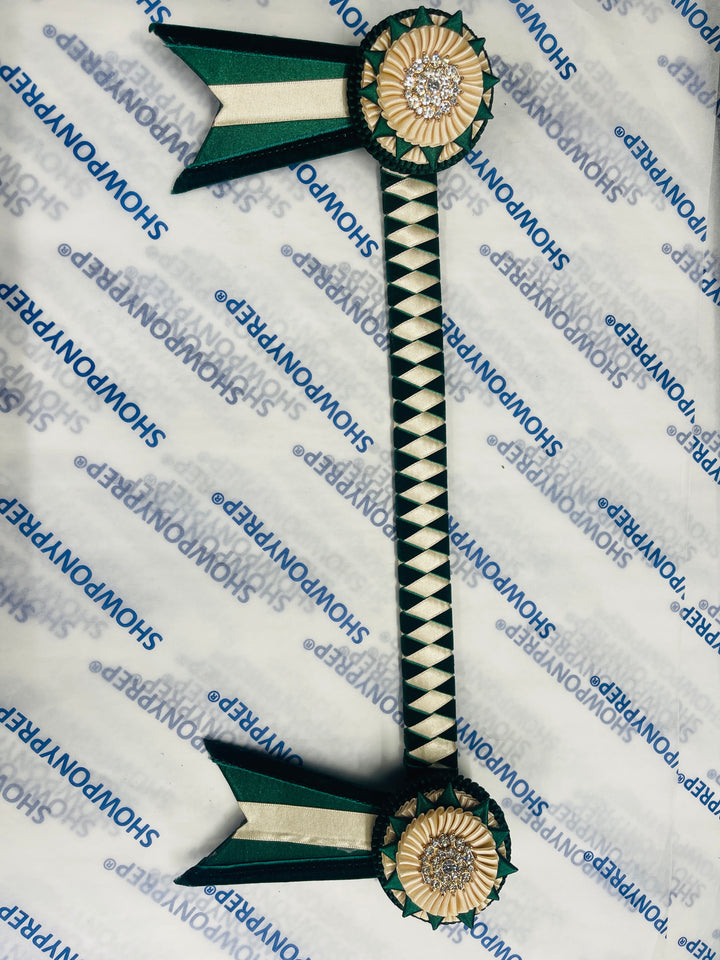 15" Green and Vintage Cream Browband