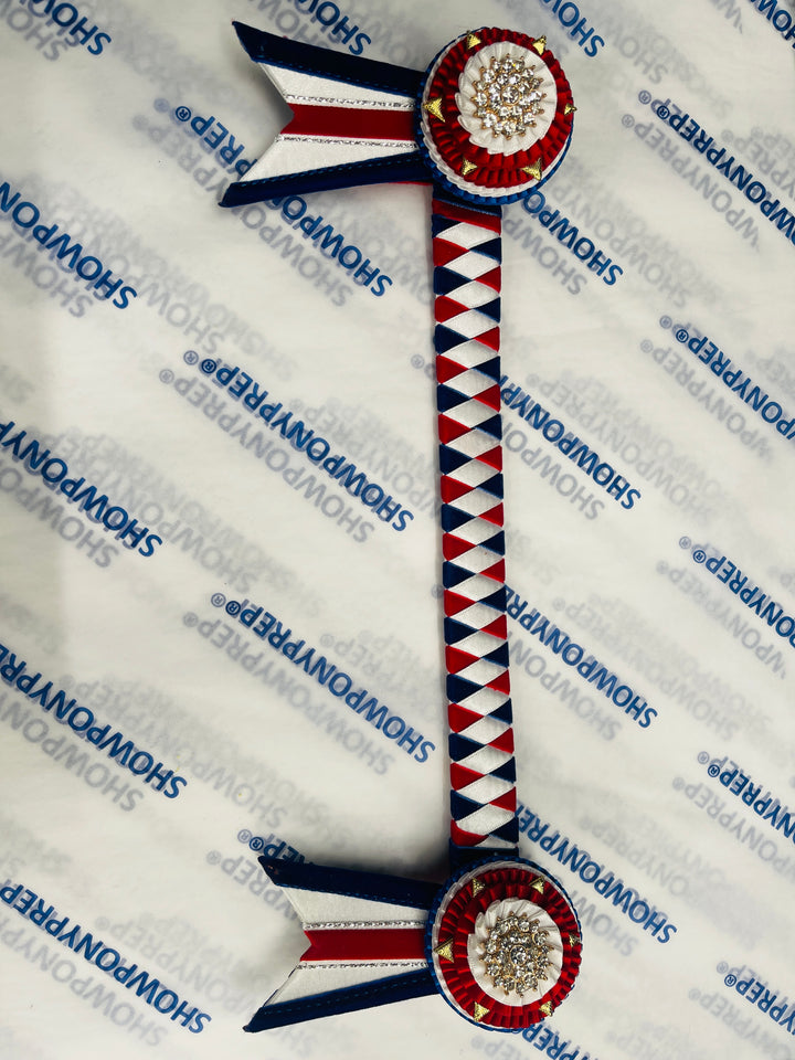 13.5" Red, White and Royal Blue Browband