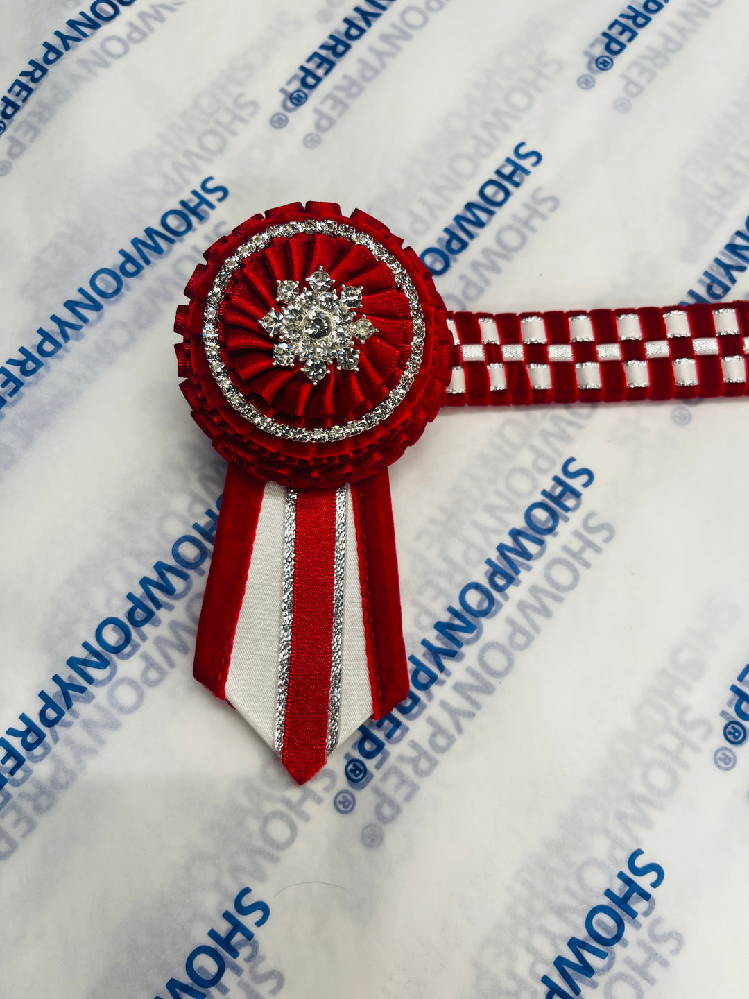 13" Red and White Browband