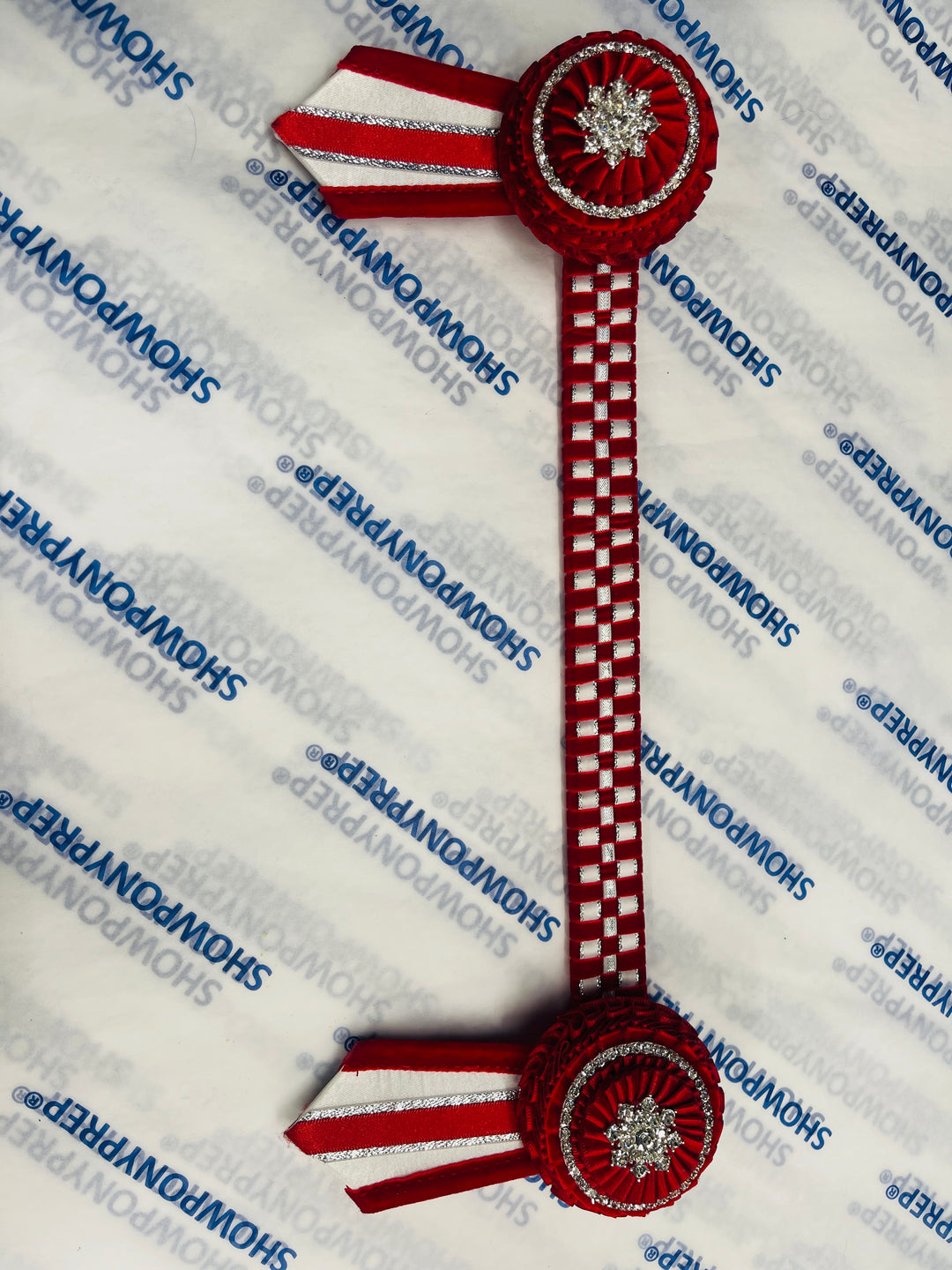 13" Red and White Browband