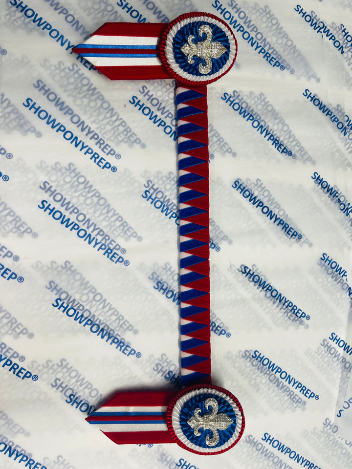 16" Red, White and Blue velvet Browband