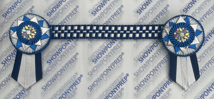 13” Blue, White & Silver Chequerboard Browband