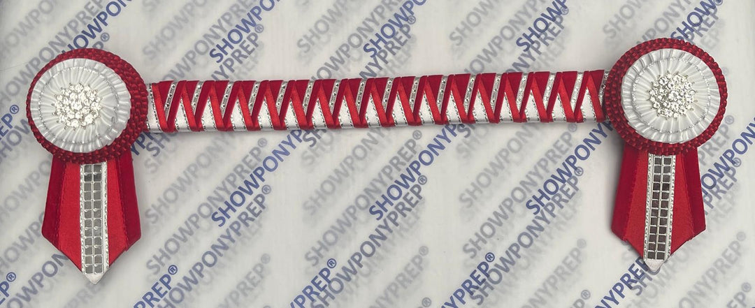 14.5”  Red, White Silver & Bling Browband