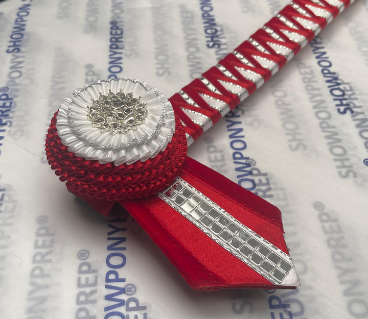 14.5”  Red, White Silver & Bling Browband