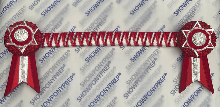 13" Red white and silver Star Browband with BLING