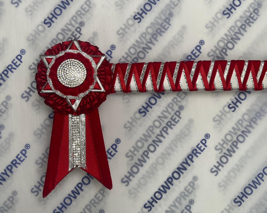 13" Red white and silver Star Browband with BLING