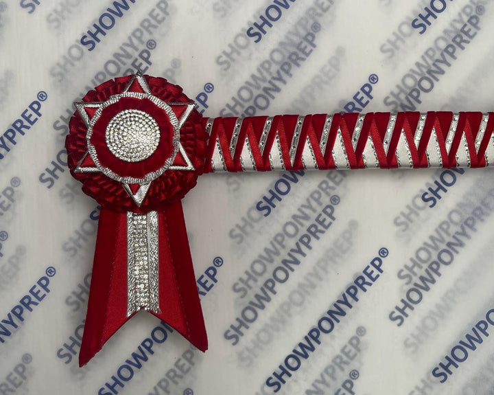 13" Red white and silver Star Browband with BLING