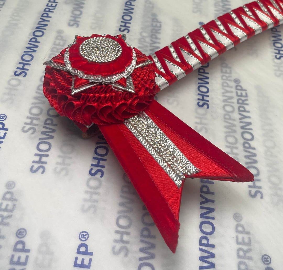 13" Red white and silver Star Browband with BLING