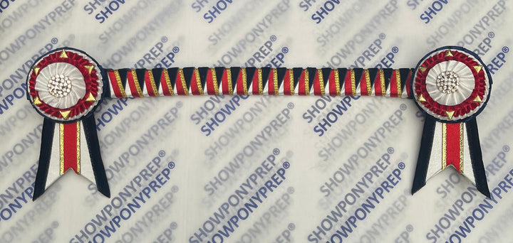 13.5" Navy, red, white with gold browband