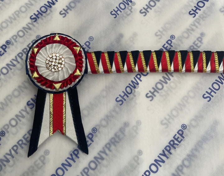 13.5" Navy, red, white with gold browband