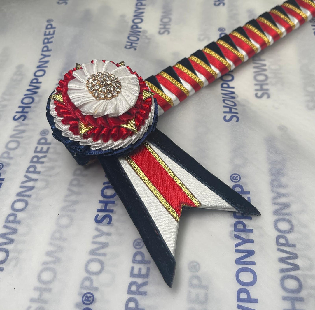 13.5" Navy, red, white with gold browband