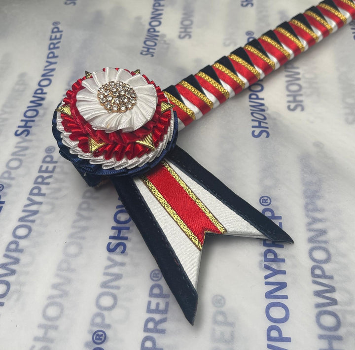13.5" Navy, red, white with gold browband