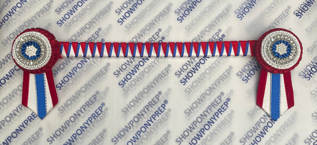 15” Red, Royal Blue and white browband
