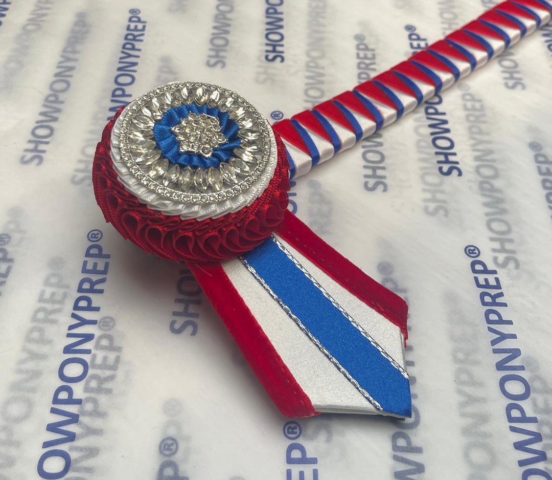 15” Red, Royal Blue and white browband