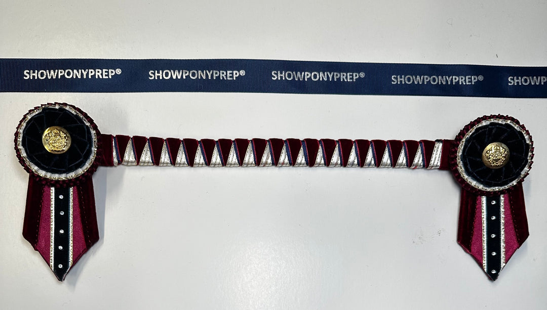 13” Burgundy, Navy & Gold browband