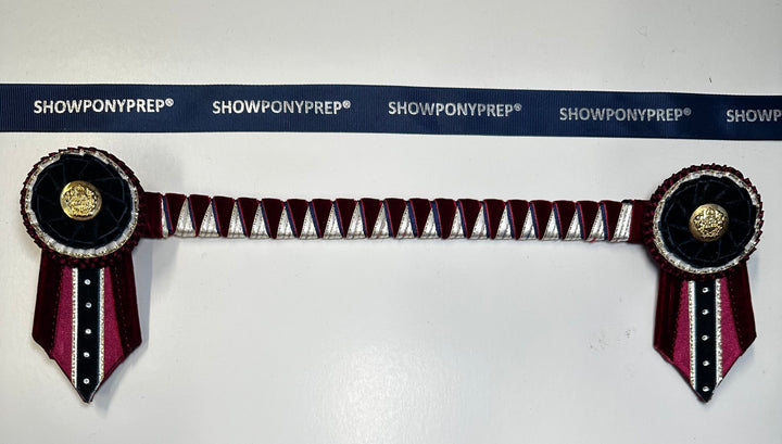 13” Burgundy, Navy & Gold browband