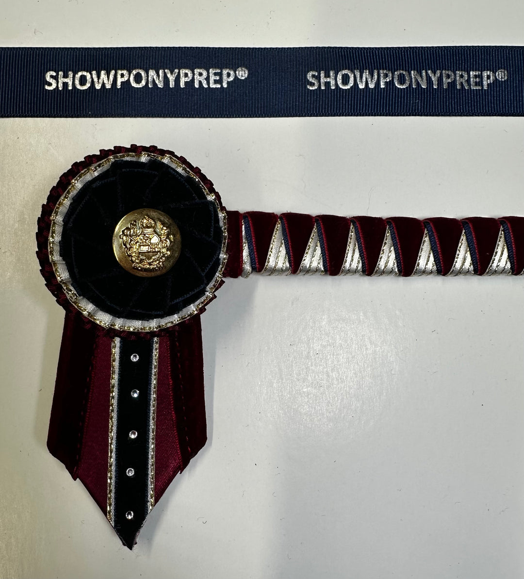 13” Burgundy, Navy & Gold browband