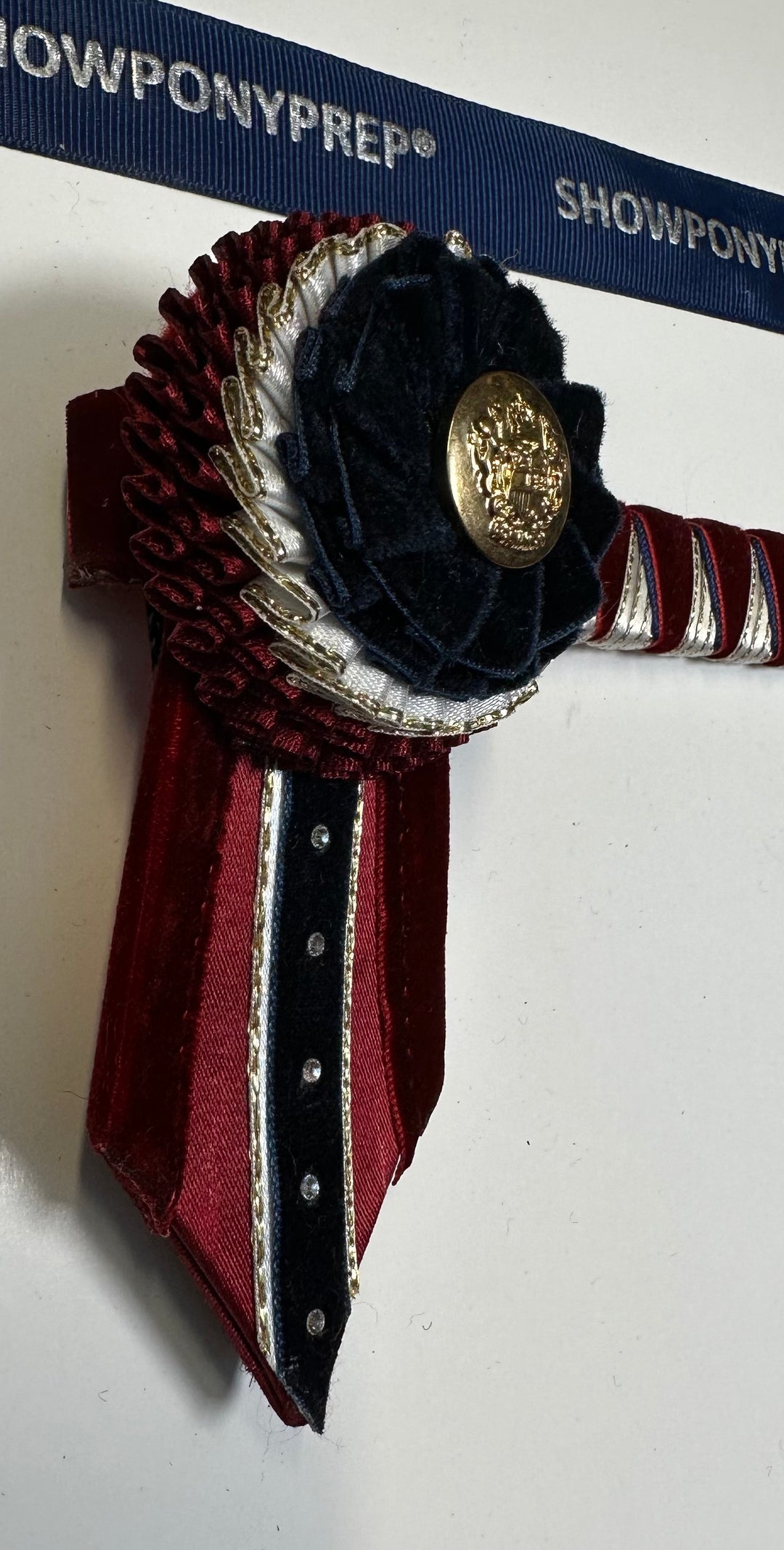 13” Burgundy, Navy & Gold browband