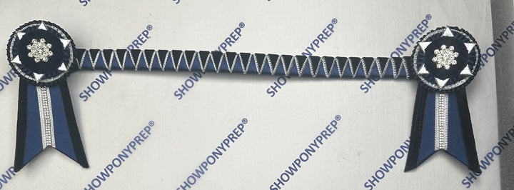 17" Navy & Silver classic browband