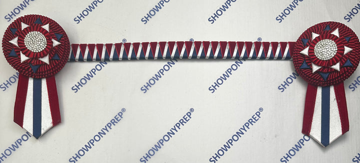 17" Red, Navy & White Browband