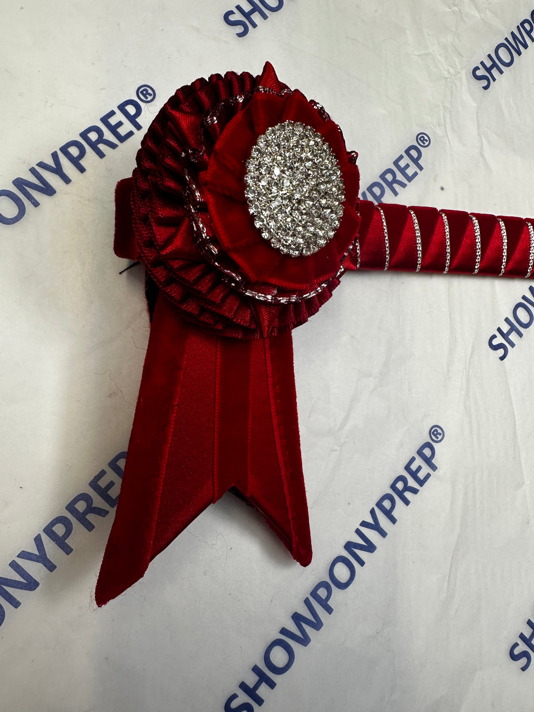 15.5" Red & Silver Browband