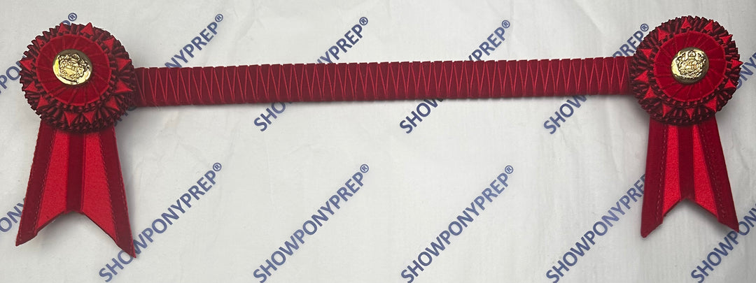 16" Red Velvet Browband with regal gold button