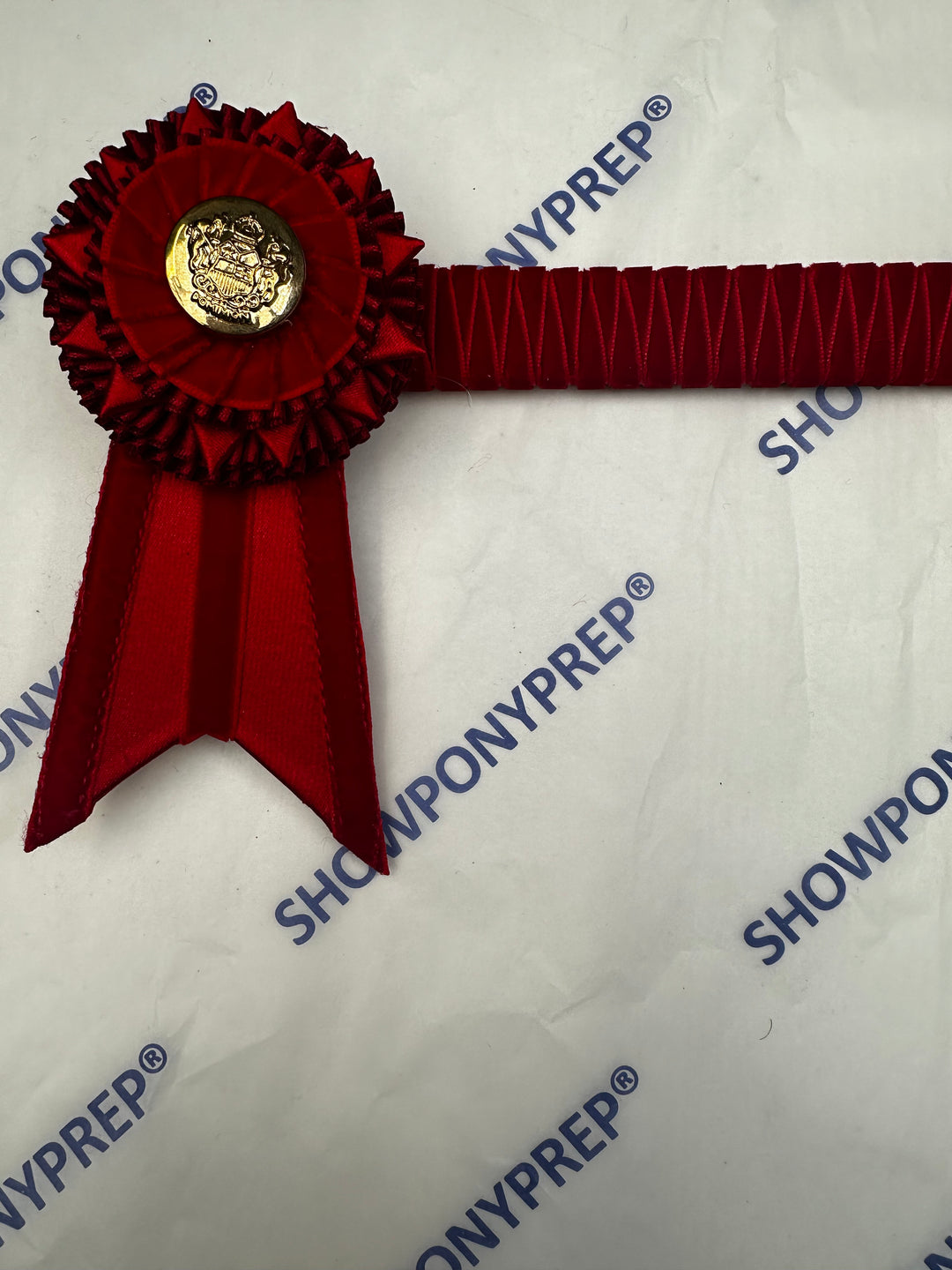 16" Red Velvet Browband with regal gold button